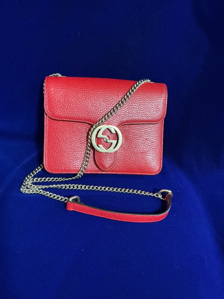 Gucci Interlocking Gg Bag Red Grained Calf Leather